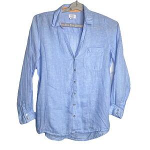 Sigrid Olsen‎ LINEN V Neck Button Up Top Women's Sz M